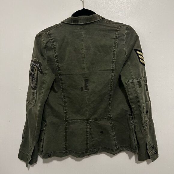 Zadig and Voltaire Olive Green Utility Jacket Love Punk Size XS Patchwork Grunge - Picture 11 of 16